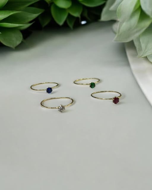 18k gold birthstone trio rings — Sierra Jewelry